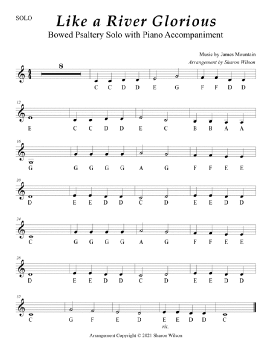 Like a River Glorious (Easy Bowed Psaltery Solo with Piano Accompaniment) Zither scores gallery preview page 3