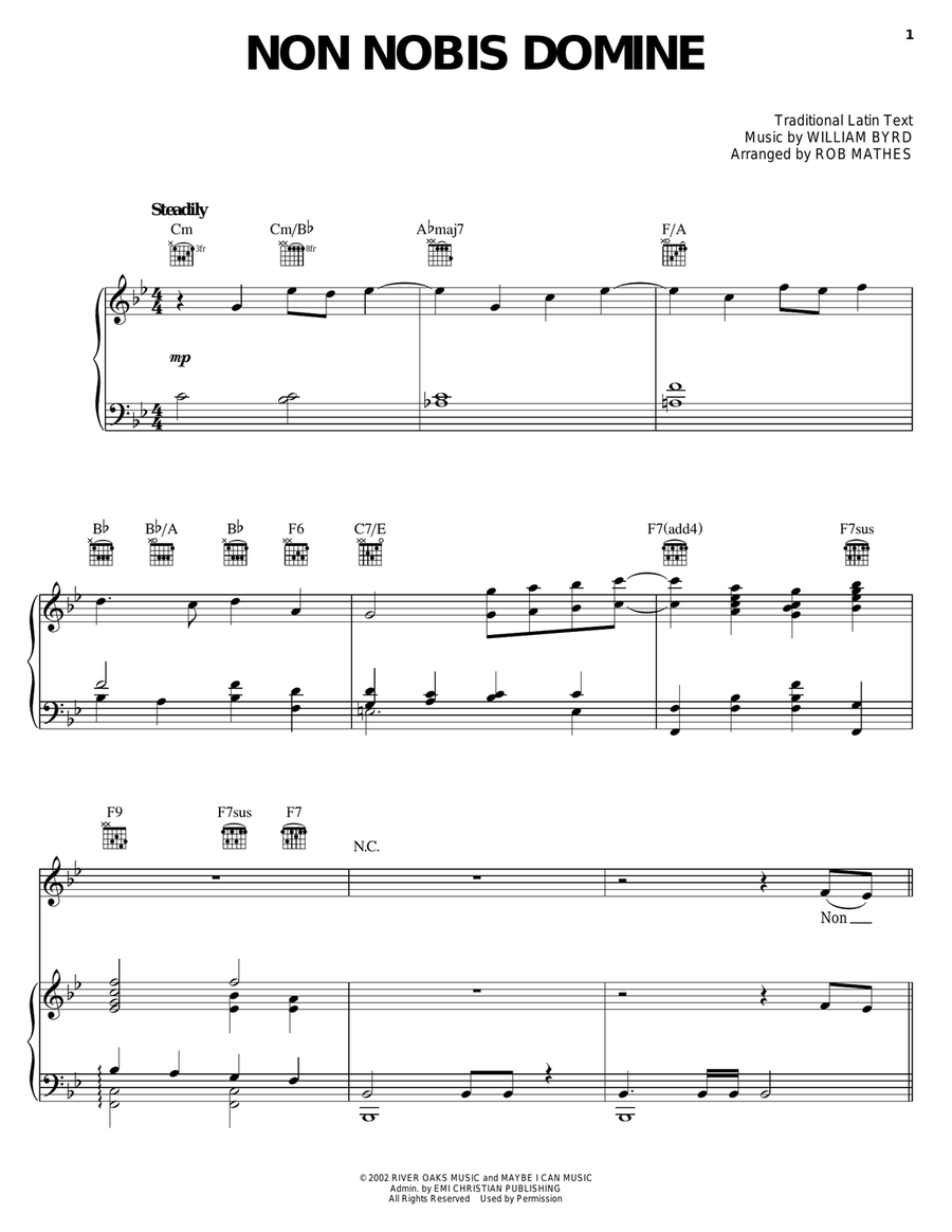 Non Nobis Domine Non Nobis Domine Piano, Vocal, Guitar scores gallery preview page 1