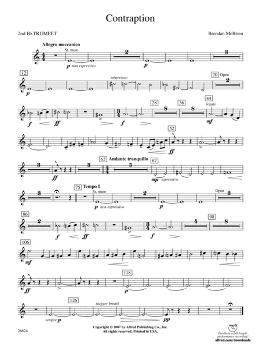 Contraption: 2nd B-flat Trumpet Concert Band scores gallery preview page 1