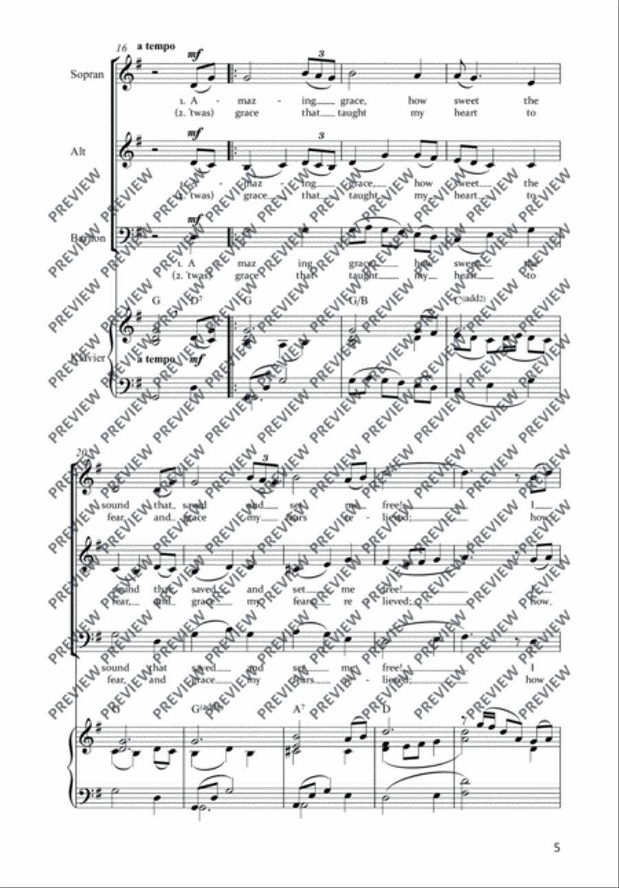 Amazing Grace 3-Part scores gallery preview page 3