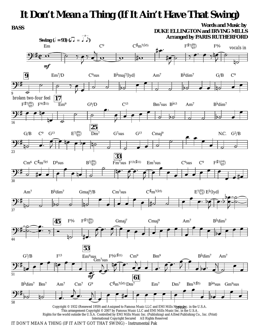 It Don't Mean A Thing (If It Ain't Got That Swing) - Bass