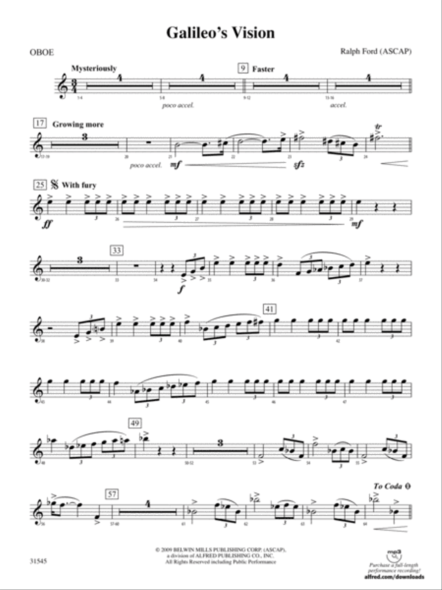 Galileo's Vision: Oboe Full Orchestra scores gallery preview page 1