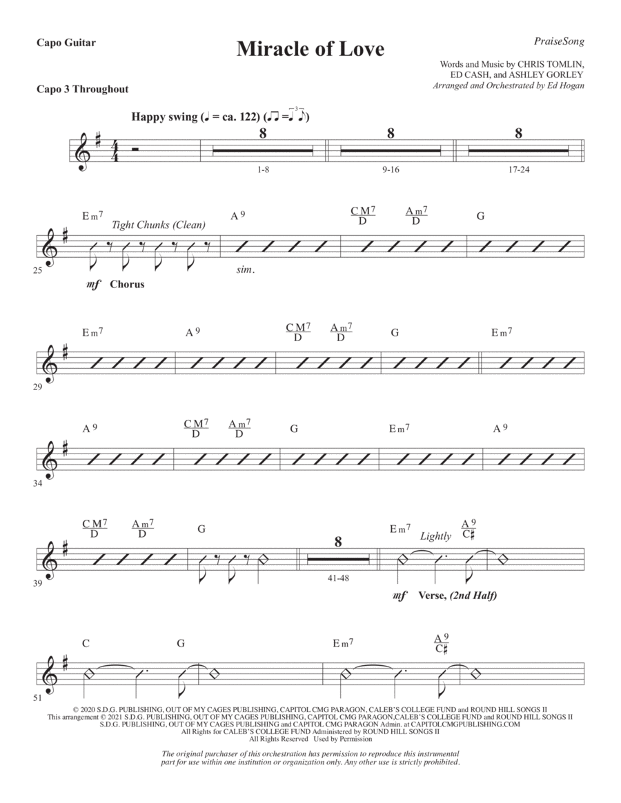 Miracle of Love (arr. Ed Hogan) - Capo Guitar Choir scores gallery preview page 1