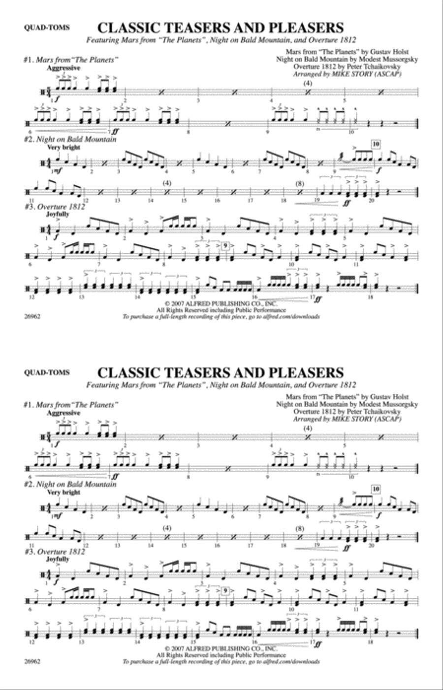 Classic Teasers and Pleasers: Quad-Toms Marching Band scores gallery preview page 1
