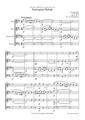 Norwegian Melody, Op.12, No.6 - Wind Quartet