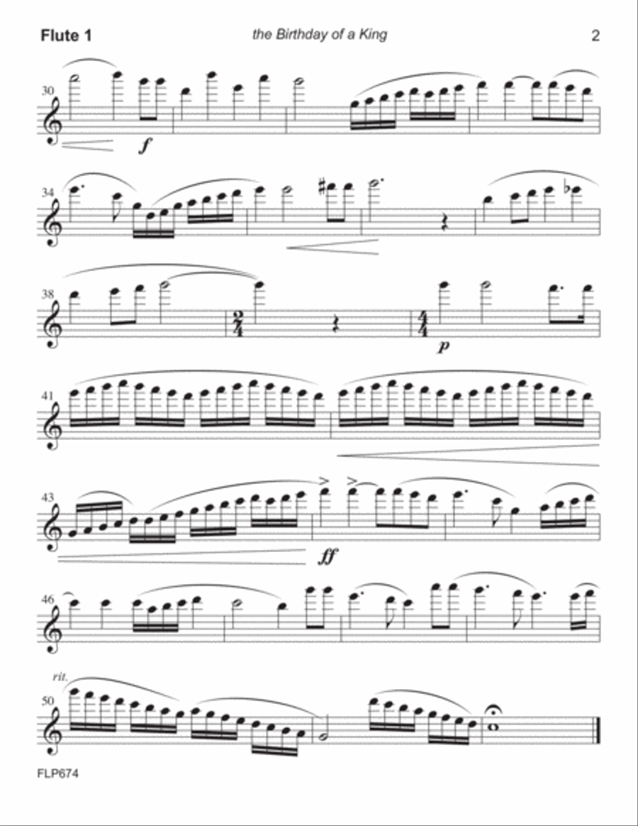 THE BIRTHDAY OF A KING - FLUTE DUET with Piano Accompaniment (Grade 3+) Flute Duet scores gallery preview page 5