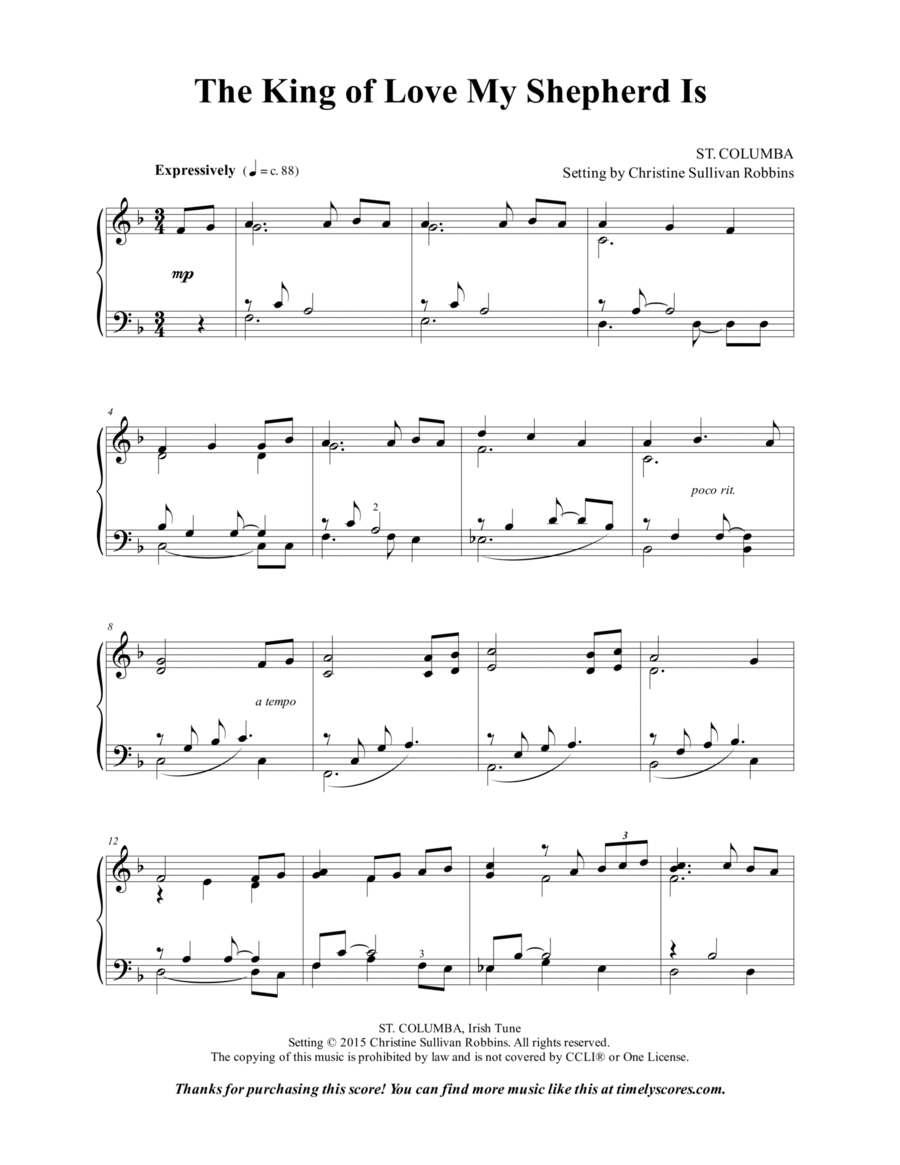 The King of Love My Shepherd Is Piano Solo scores gallery preview page 1