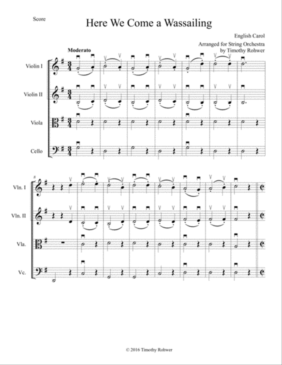 Here We Come a Wassailing String Quartet scores gallery preview page 2