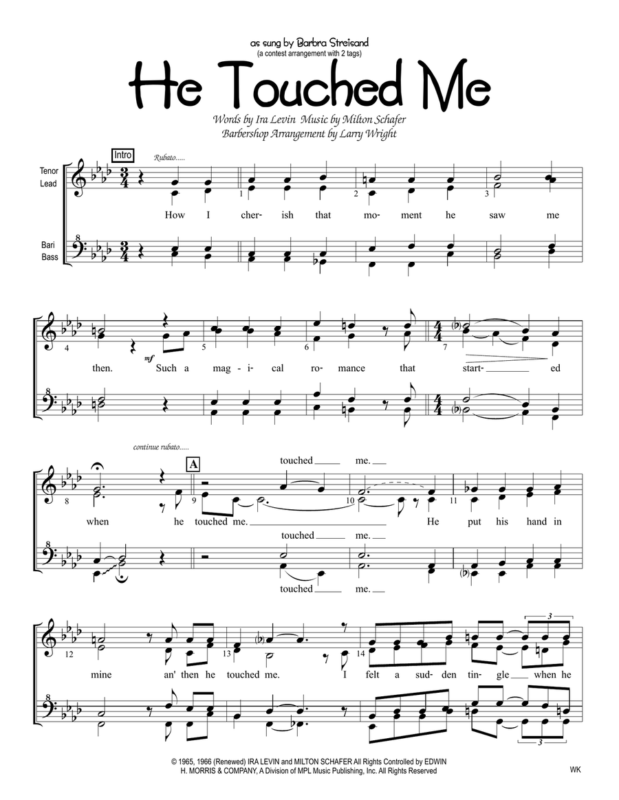 He Touched Me SSAA scores gallery preview page 1