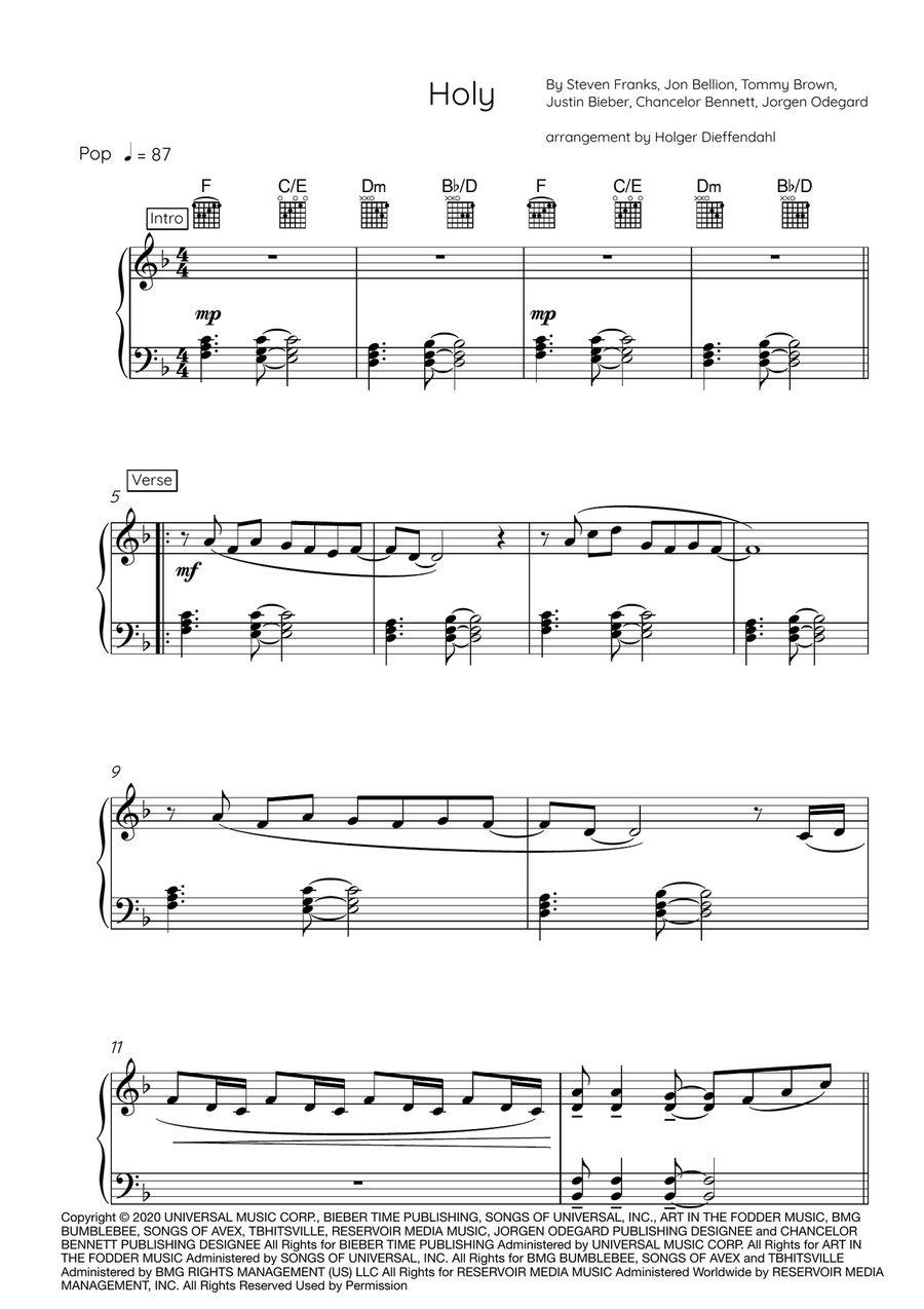 Holy Piano, Vocal scores gallery preview page 1