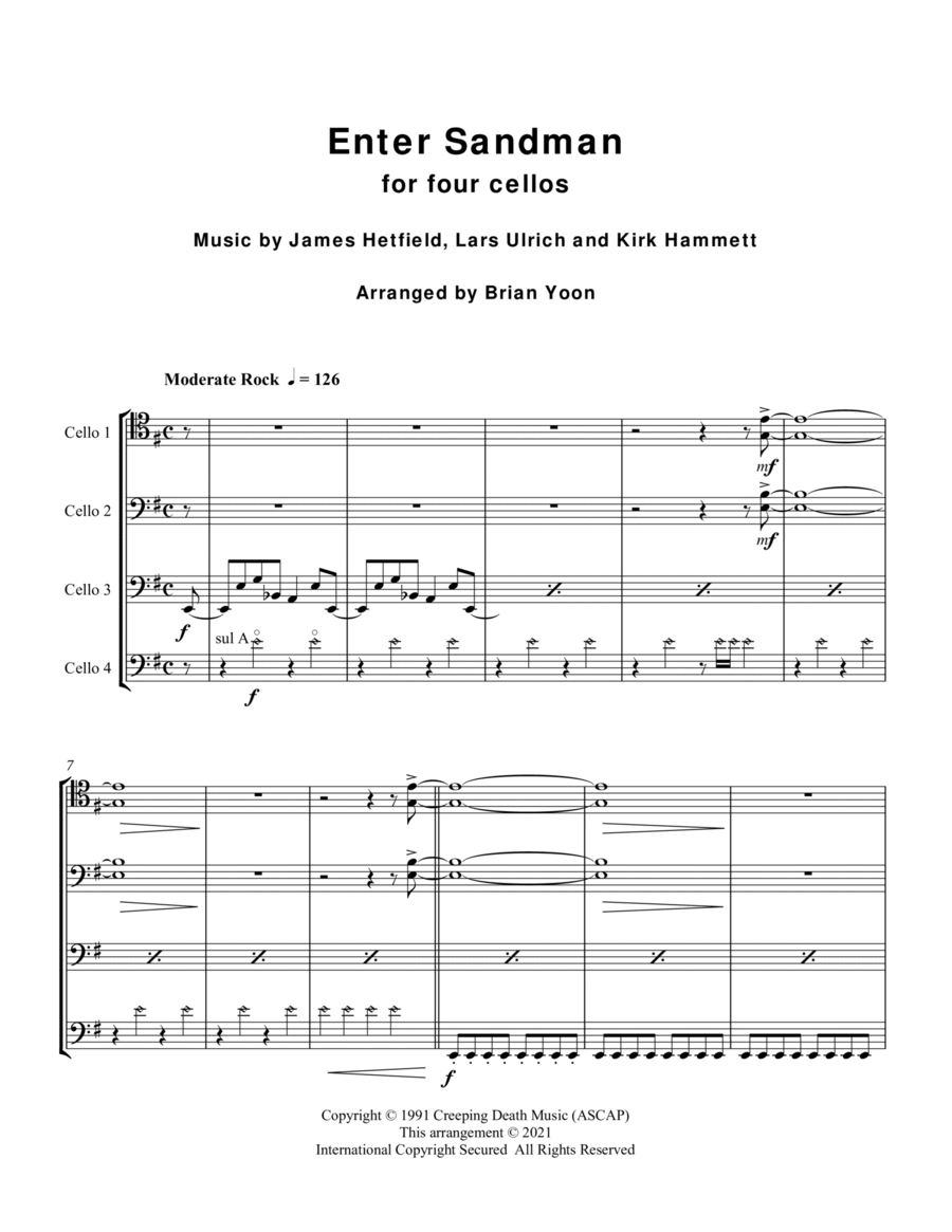 Enter Sandman String Quartet scores gallery preview page 1