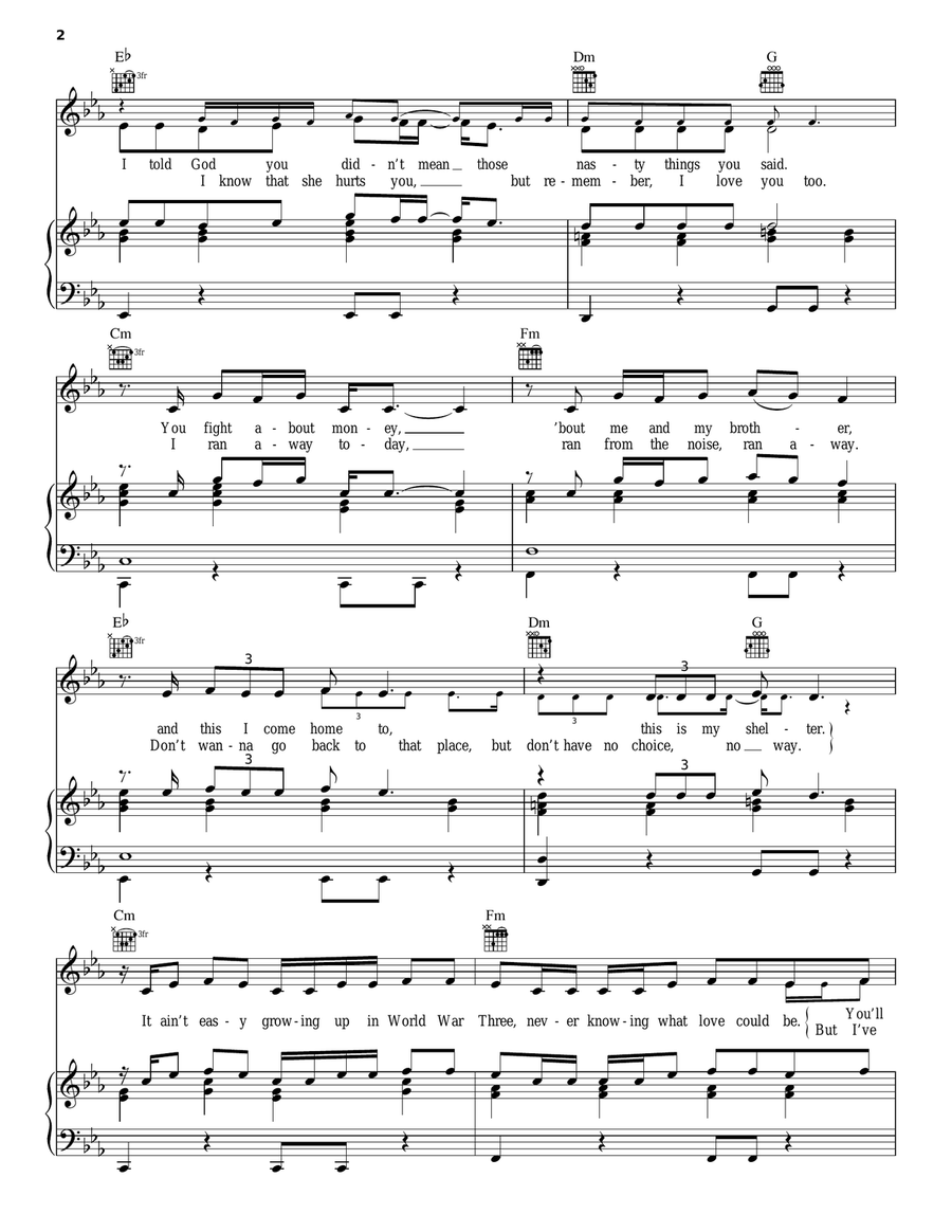 Family Portrait Piano, Vocal, Guitar scores gallery preview page 2