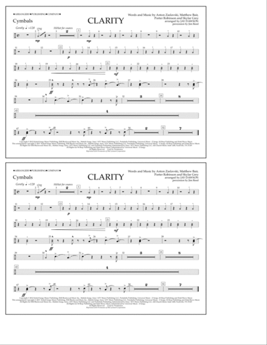 Clarity - Cymbals Marching Band scores gallery preview page 1
