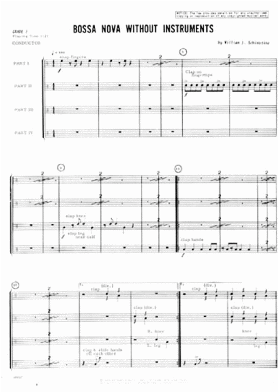 Bossa Nova Without Instruments Percussion scores gallery preview page 2