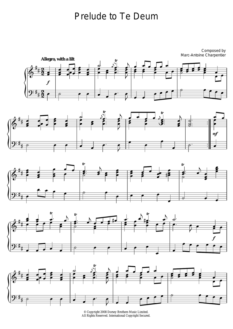 Prelude (from Te Deum) Piano Solo scores gallery preview page 1
