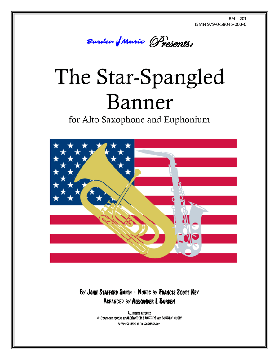 The Star-Spangled Banner (Duet for alto saxophone and euphonium) Alto Saxophone scores gallery preview page 1