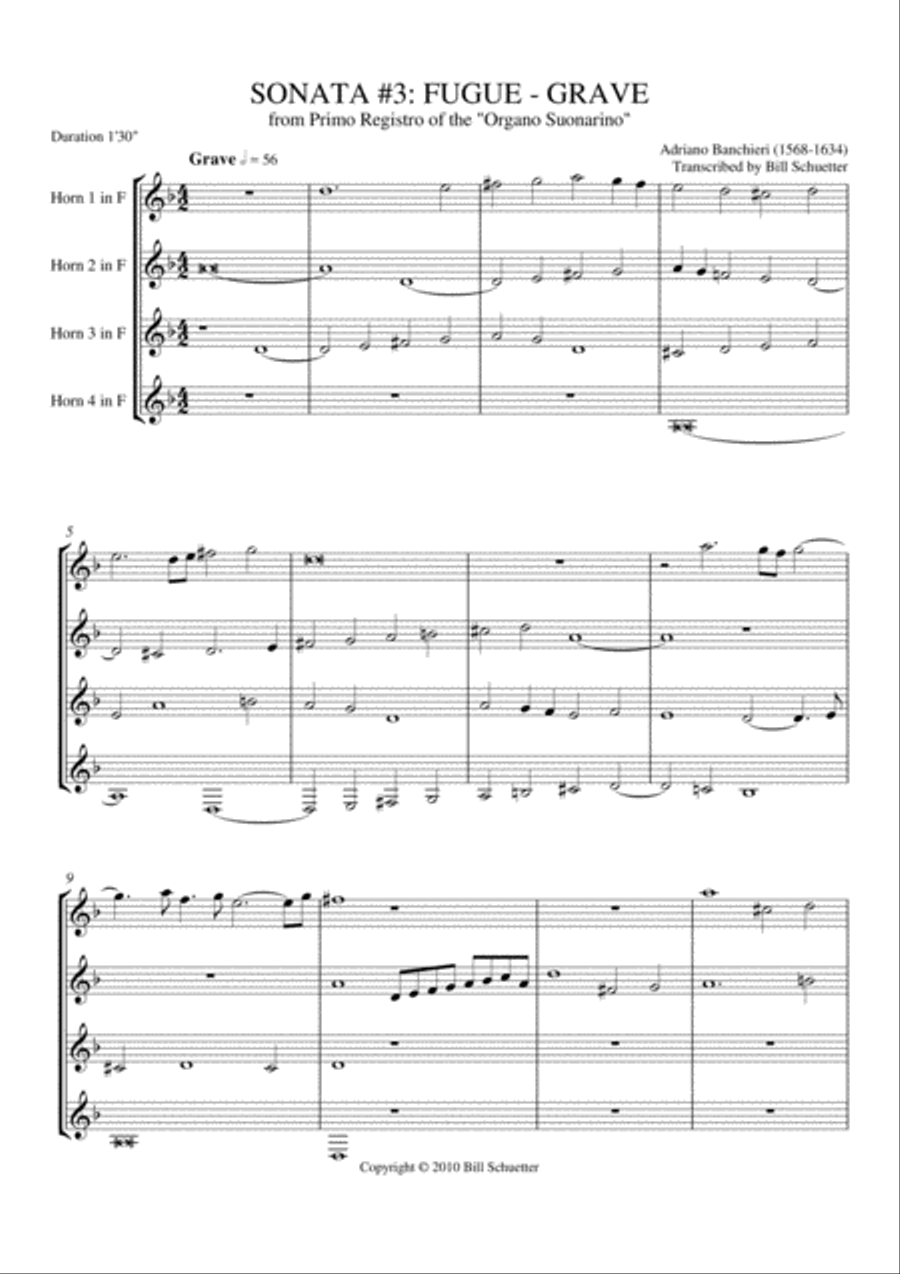 Sonata 3: Fugue-Grave Sonata 3: Fugue-Grave Horn scores gallery preview page 1