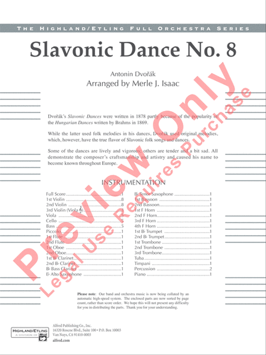 Slavonic Dance No. 8 Full Orchestra scores gallery preview page 2