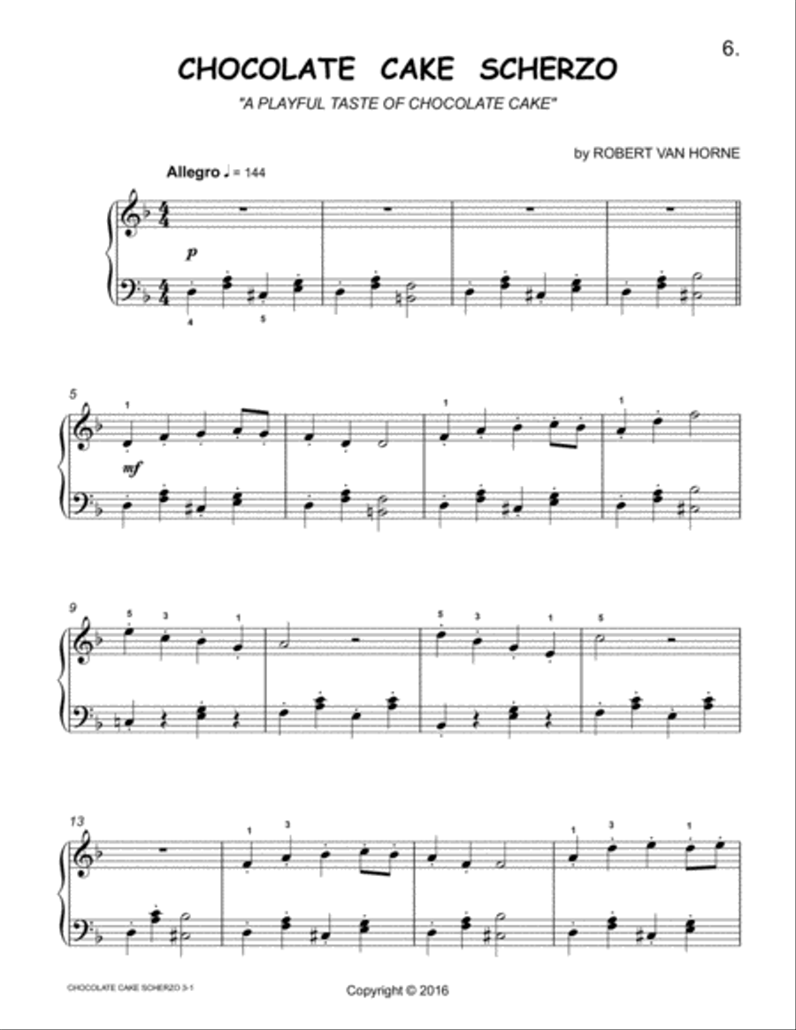 WHAT'S FOR DESSERT? (8 Piano Pieces by Robert Van Horne) Easy Piano scores gallery preview page 6