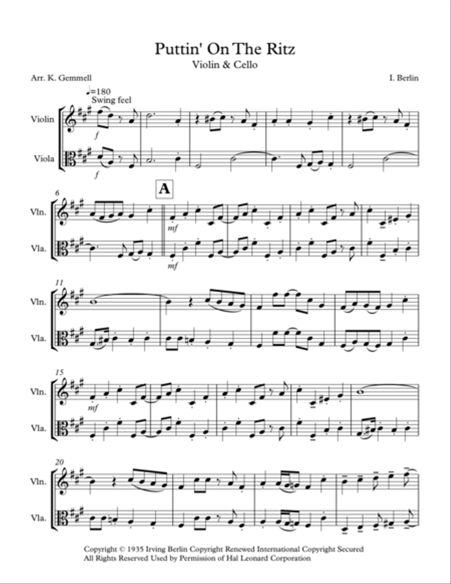 Puttin' On The Ritz String Duet scores gallery preview page 1