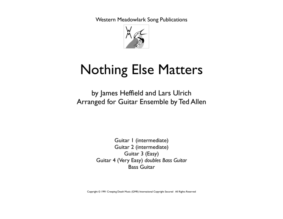 Nothing Else Matters Guitar Ensemble scores gallery preview page 1