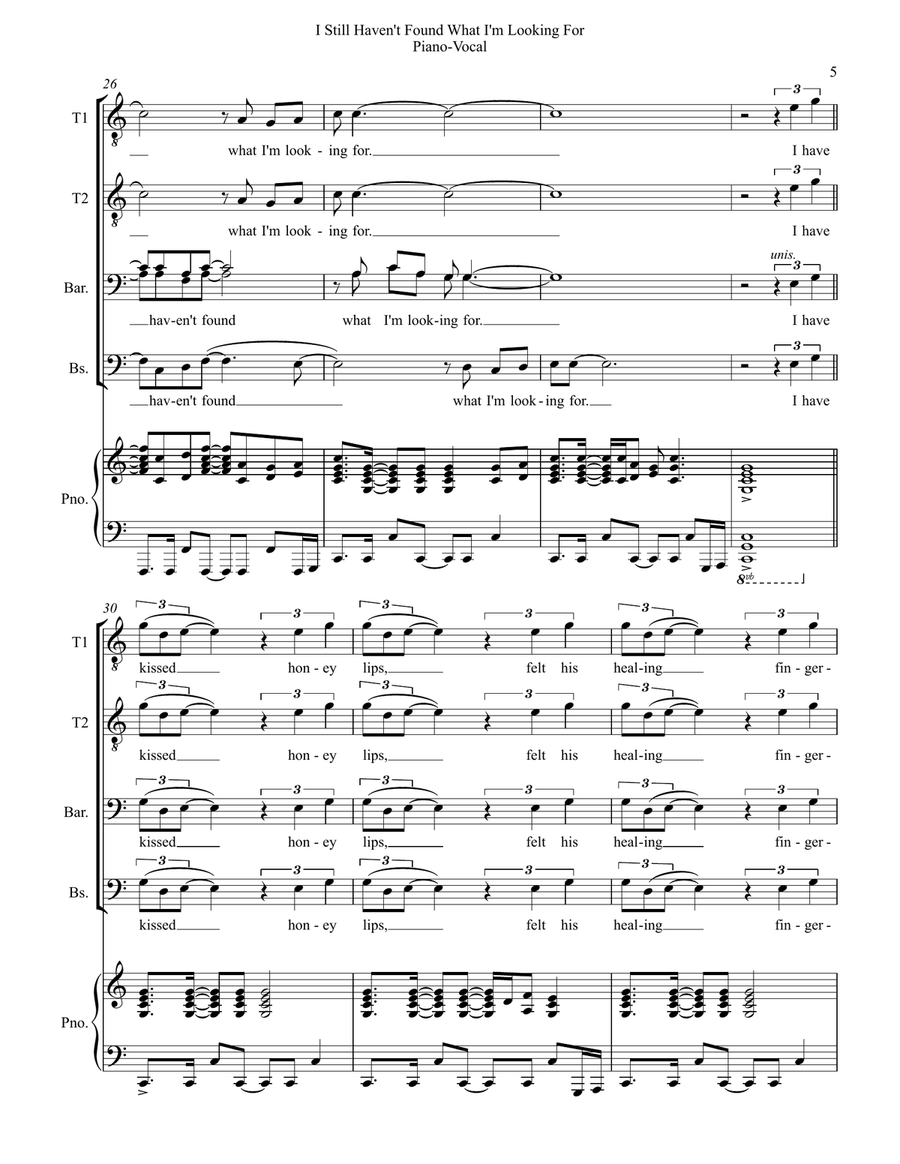 Still Haven't Found What I'm Looking For TTBB scores gallery preview page 5