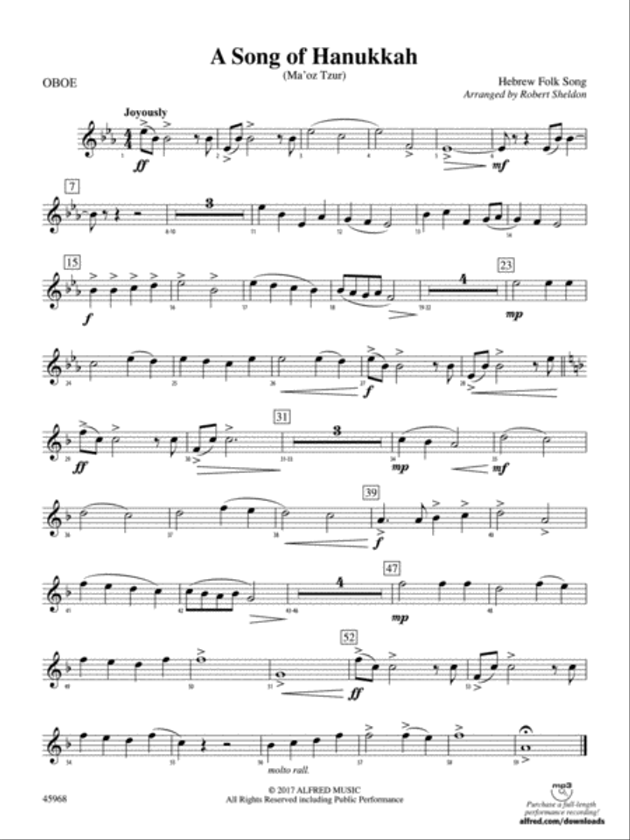 A Song of Hanukkah: Oboe Concert Band scores gallery preview page 1
