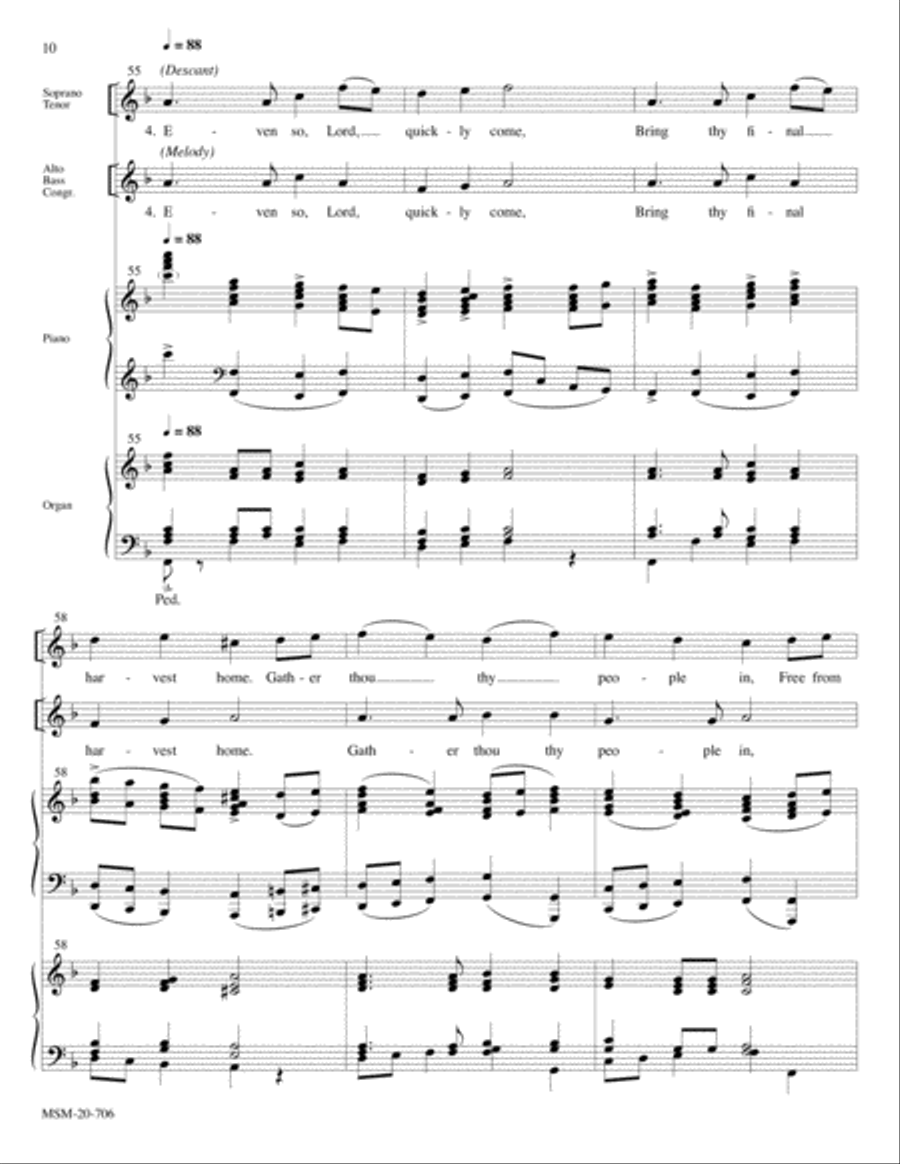 Come, Ye Thankful People, Come 4-Part scores gallery preview page 6