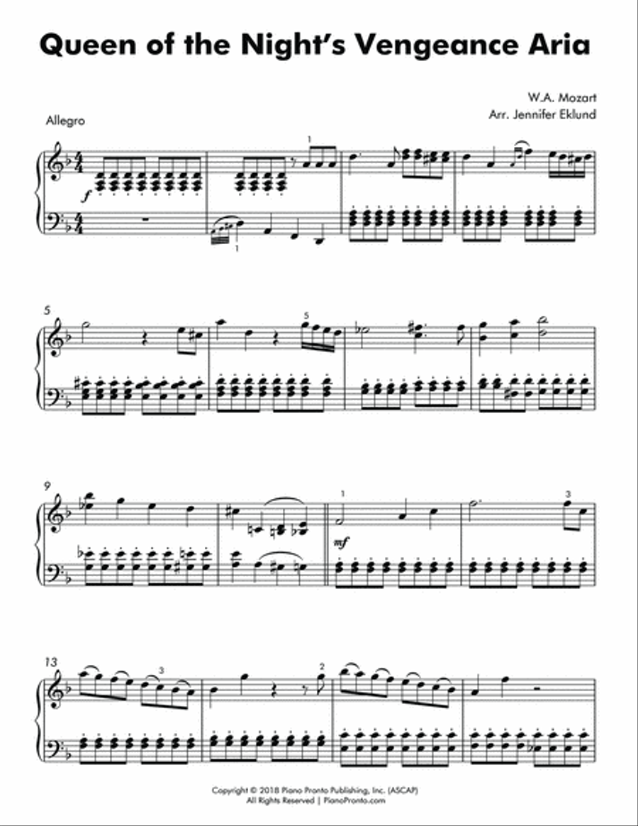Queen of the Night Aria (Intermediate Piano) Queen of the Night Aria (Intermediate Piano) Piano Solo scores gallery preview page 2