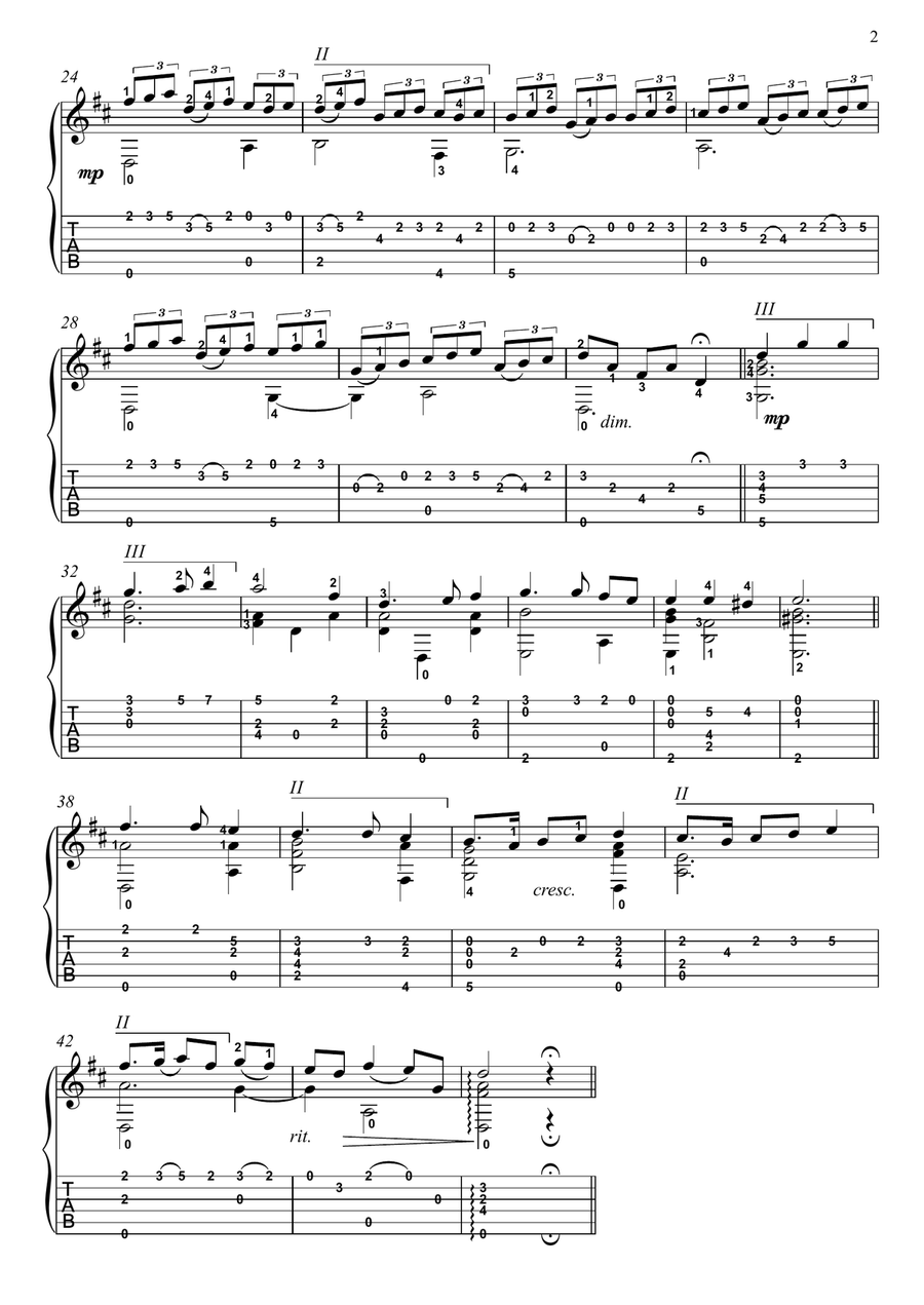 The Frog Galliard by Dowland guitar solo Acoustic Guitar scores gallery preview page 2