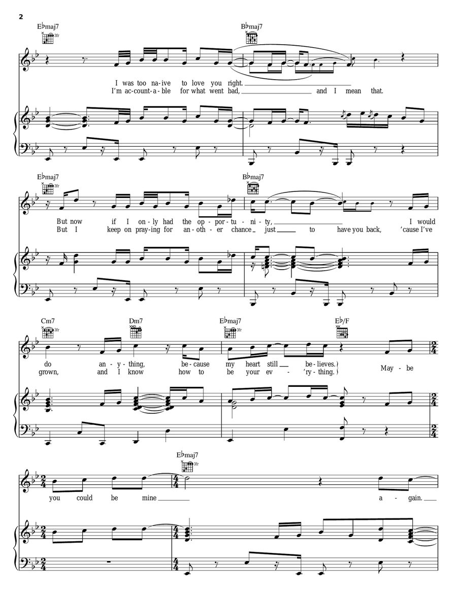 Mine Again Piano, Vocal, Guitar scores gallery preview page 2