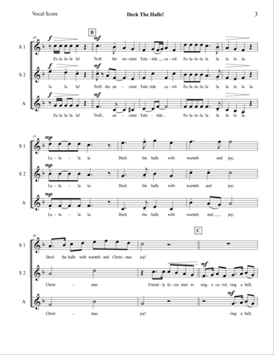 Deck The Halls (SSA) SSA scores gallery preview page 3