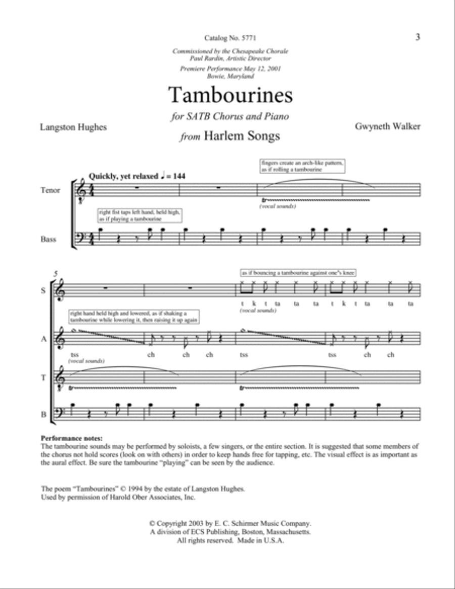 Tambourines from Harlem Songs 4-Part scores gallery preview page 3