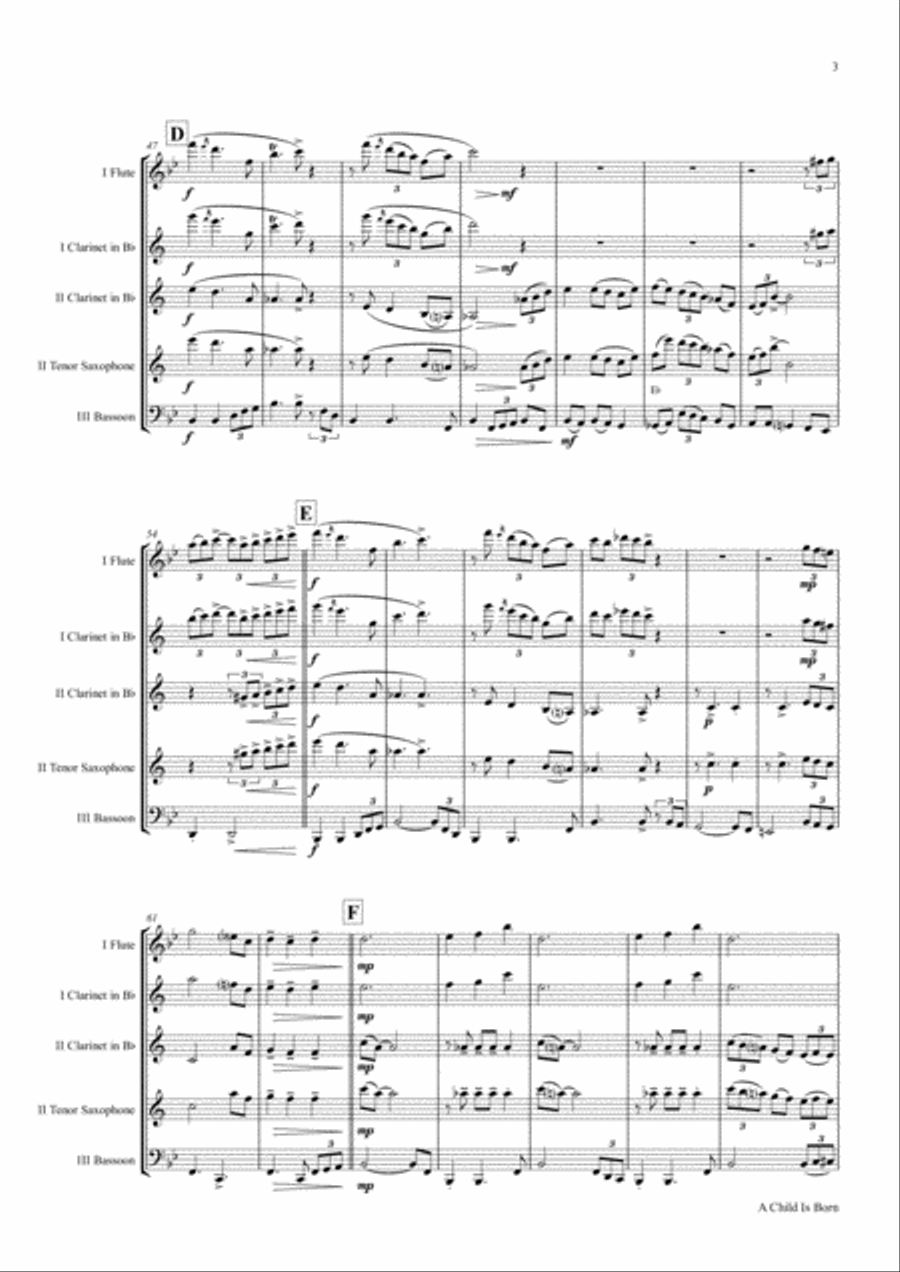 A Child Is Born Woodwind Trio scores gallery preview page 3