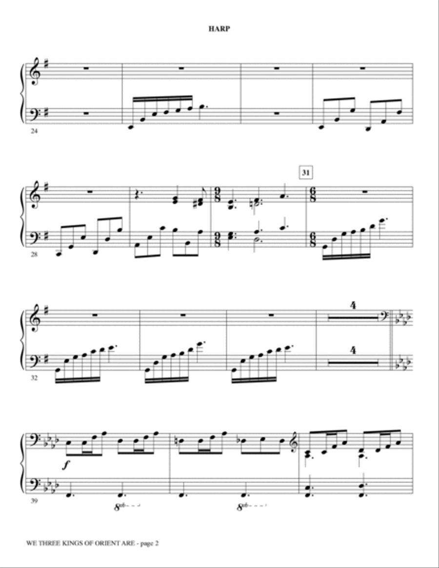 We Three Kings of Orient Are - Harp Choir scores gallery preview page 2