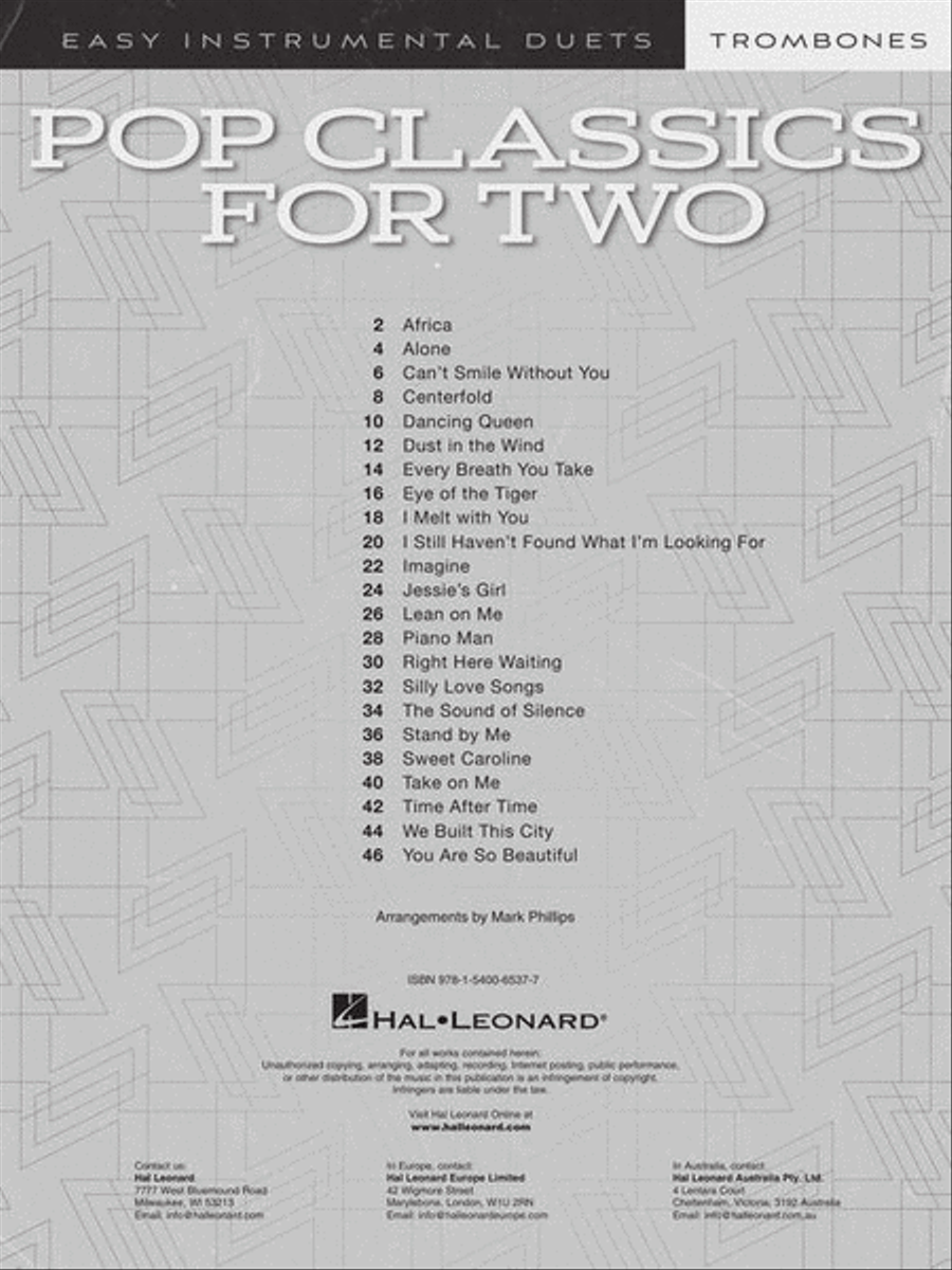 Pop Classics for Two Trombones Trombone Duet scores gallery preview page 3