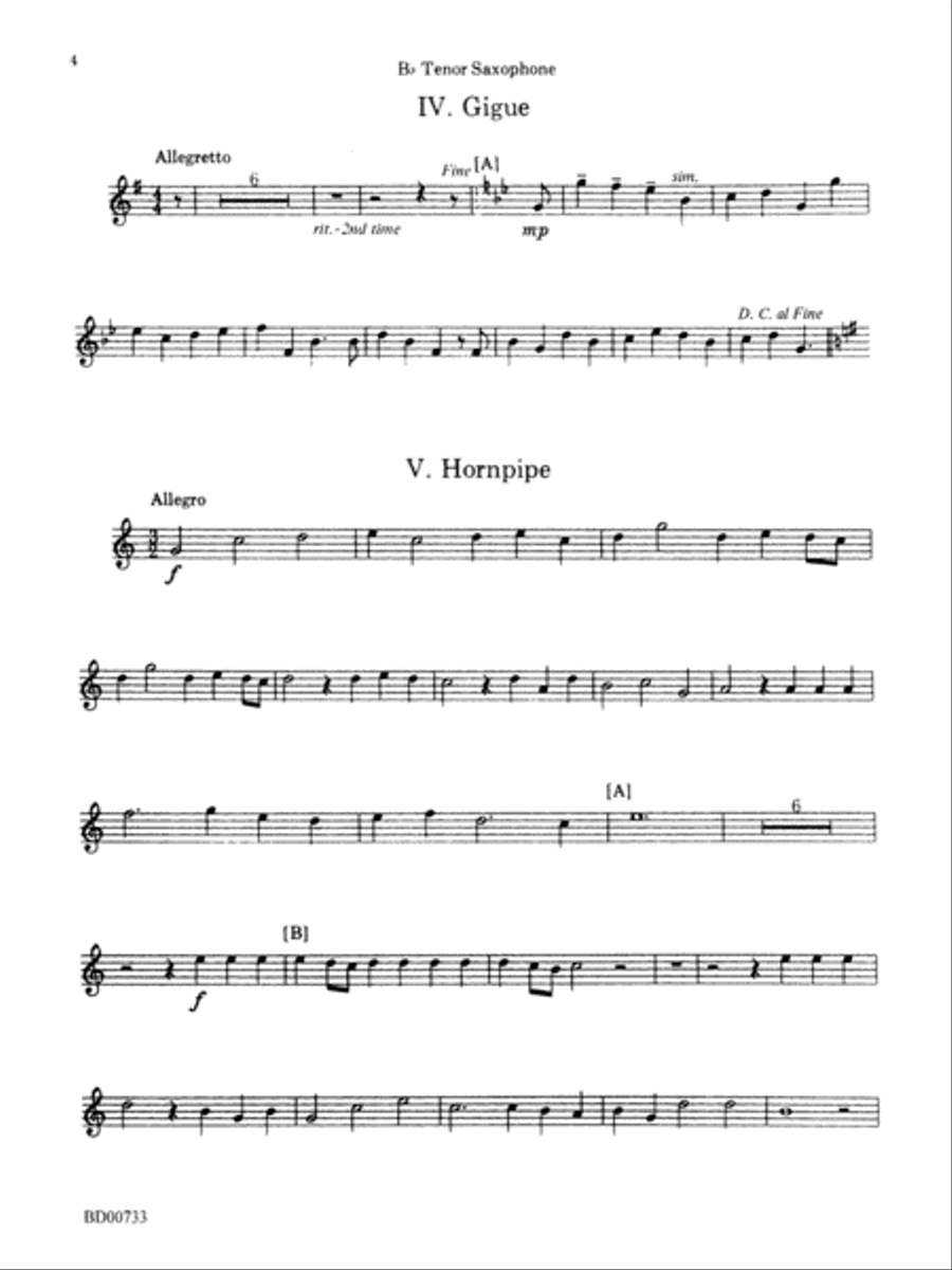 Water Music Suite: B-flat Tenor Saxophone Concert Band scores gallery preview page 4