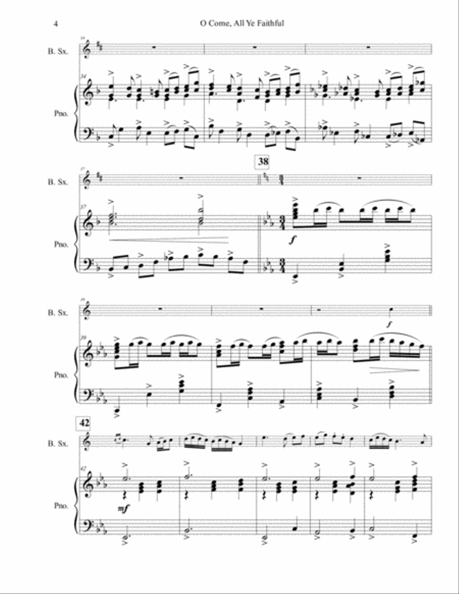 O Come, All Ye Faithful for Solo Bari Saxophone Baritone Saxophone scores gallery preview page 5