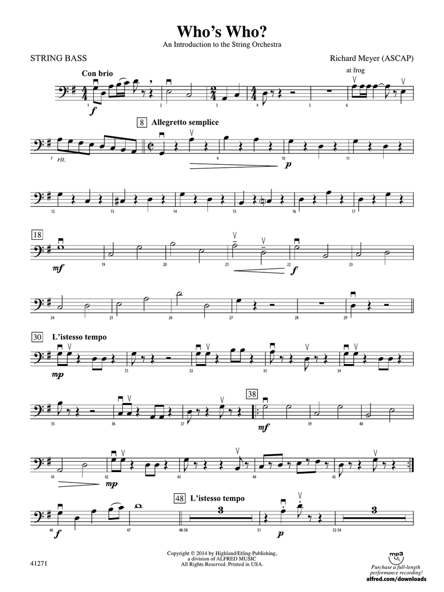 Who's Who?: String Bass by Richard Meyer String Orchestra - Digital Sheet Music