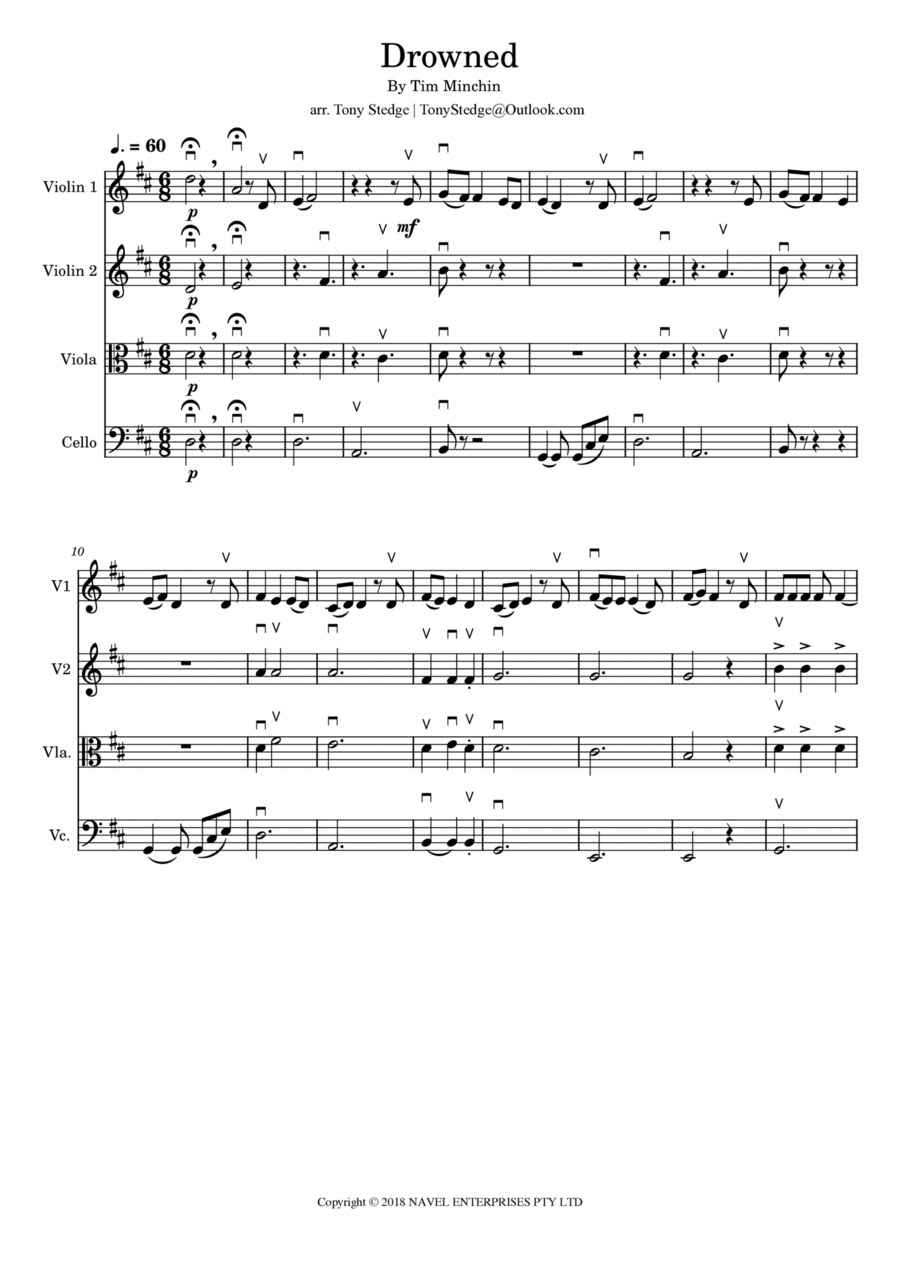 Drowned Drowned String Quartet scores gallery preview page 1
