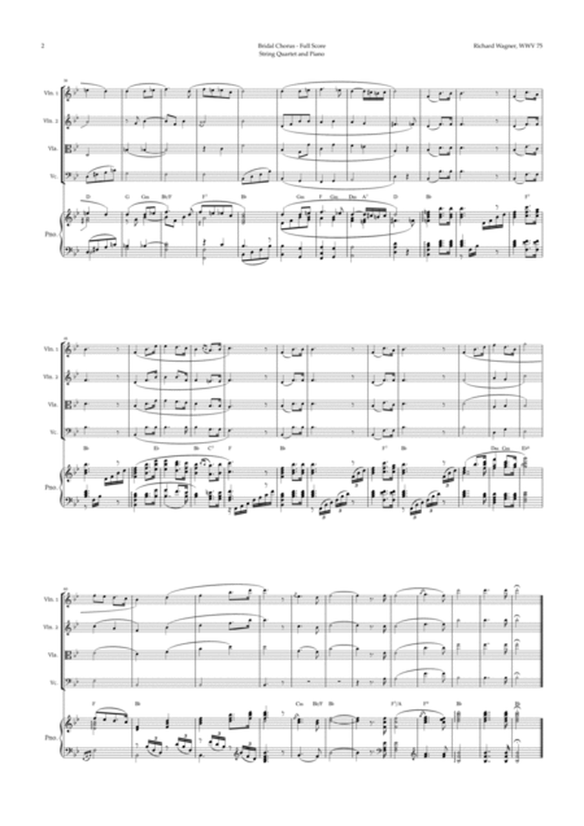 Bridal Chorus by Wagner for String Quartet and Piano with Chords image number null