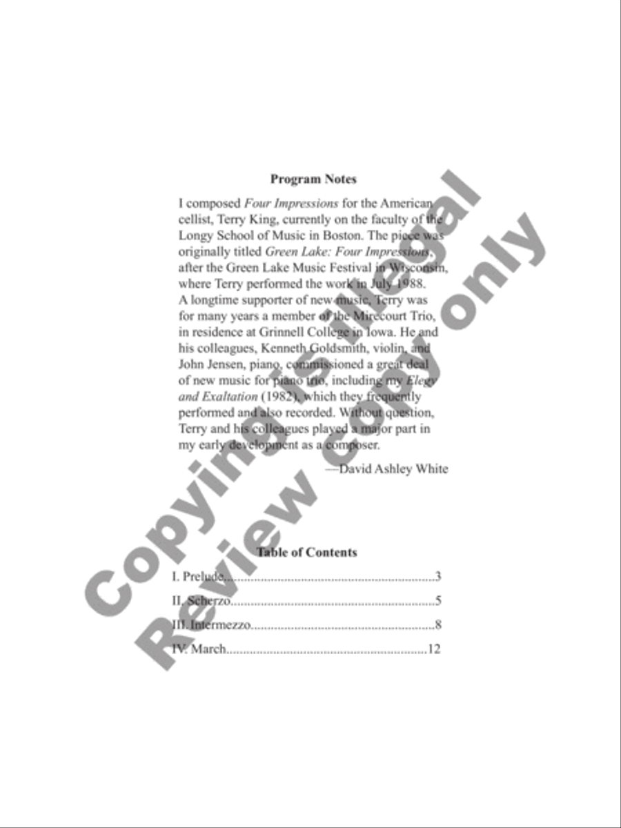 Four Impressions Four Impressions Cello Solo scores gallery preview page 3