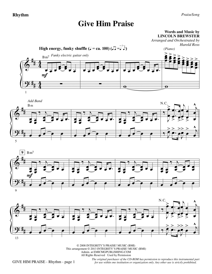 Give Him Praise - Rhythm Choir scores gallery preview page 1