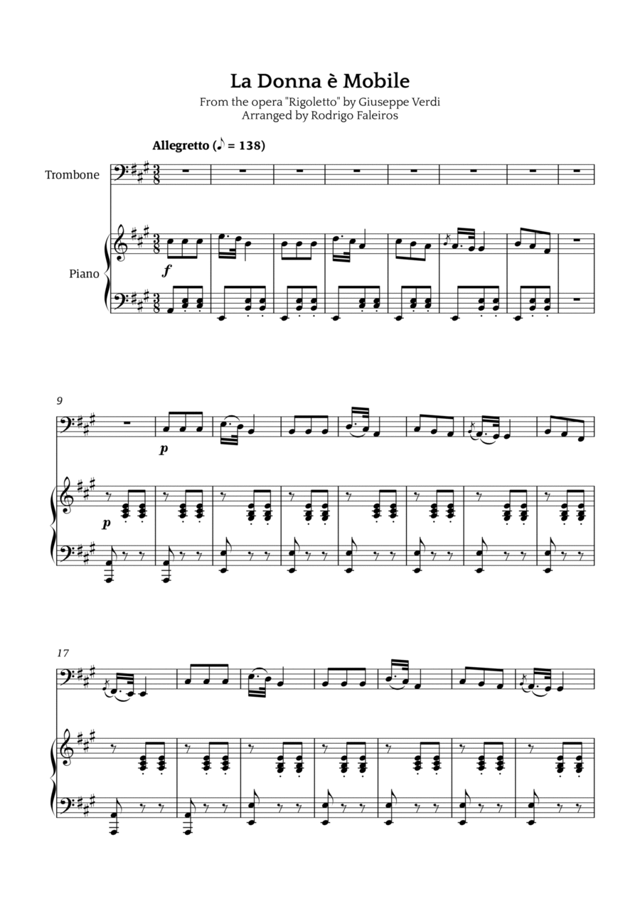La Donna è Mobile Chamber Music scores gallery preview page 1