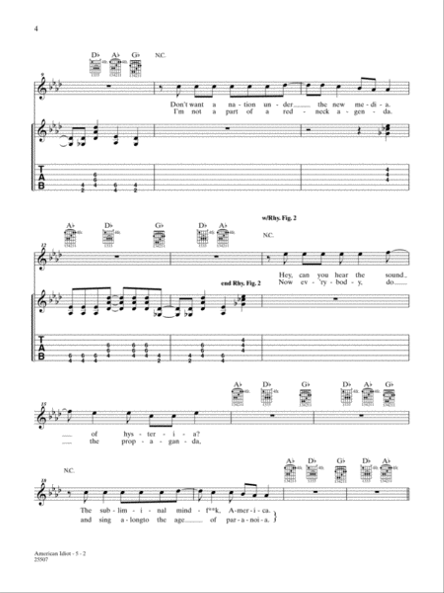American Idiot American Idiot Easy Guitar scores gallery preview page 2