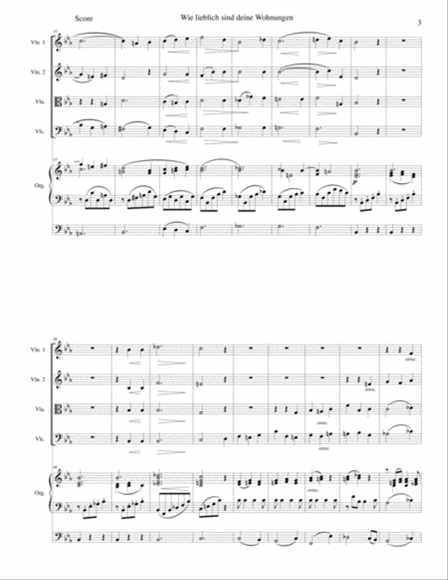 Wie lieblich sind deine Wohnungen (How lovely is Thy dwelling place) for string quartet and organ String Quartet scores gallery preview page 3