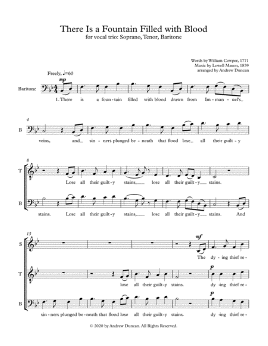There Is a Fountain Filled with Blood 3-Part scores gallery preview page 1