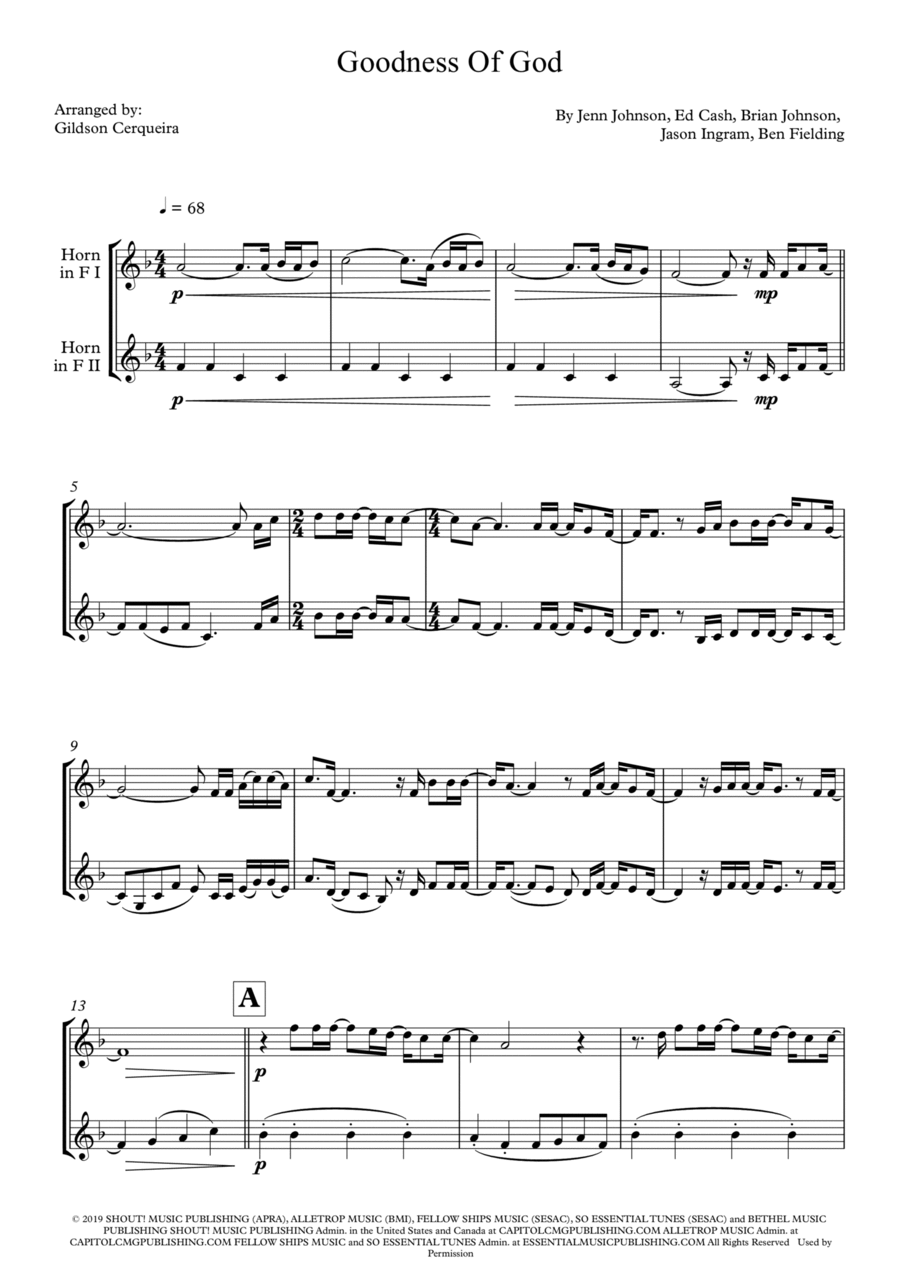 Goodness Of God Brass Duet scores gallery preview page 1