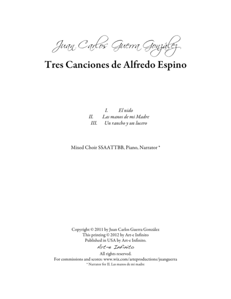 Tres Canciones de Alfredo Espino (Coro & Piano)