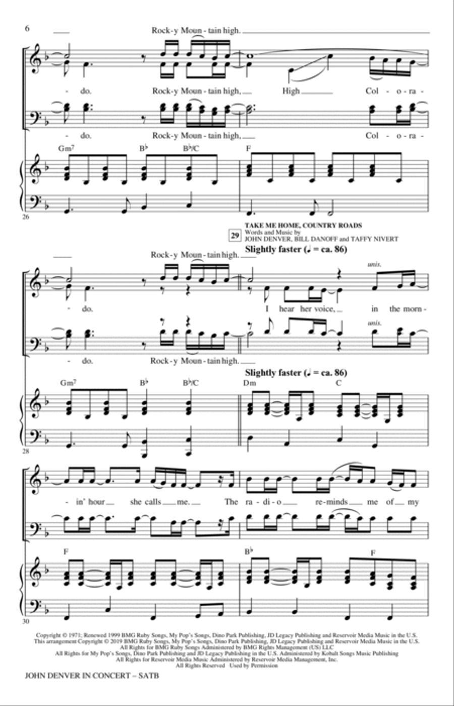 John Denver In Concert (arr. Alan Billingsley) 4-Part scores gallery preview page 5